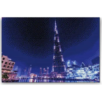 Diamantové malování Diamantové malování - Burj Khalifa, Dubaj Velikost: 40x60cm, Rámování: Pouze srolované plátno, Diamanty: Čtvercové