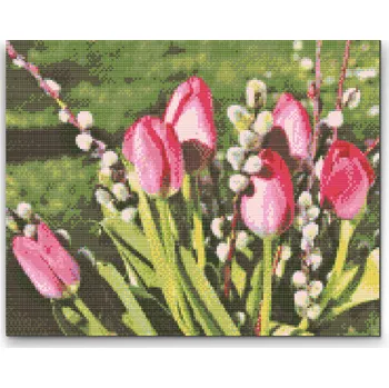 Diamantové malování Diamantové malování - Tulipány Velikost: 30x40cm, Rámování: Pouze srolované plátno, Diamanty: Čtvercové