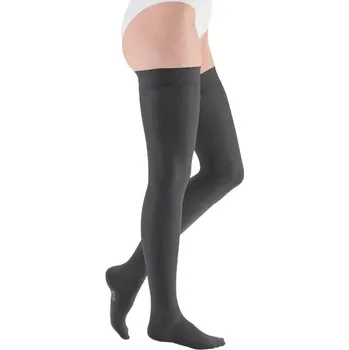 Dámské punčochy Stehenní punčochy mediven elegance II.KT—S lemem basic, velikost 4, barva anthracite, délka normal, se špicí