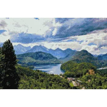 Diamantové malování Diamantové malování - Jezero v Alpách Velikost: 40x60cm, Rámování: Pouze srolované plátno, Diamanty: Kulaté