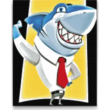 Diamantové malování Diamantové malování - Podnikavý žralok Velikost: 30x40cm, Rámování: Pouze srolované plátno, Diamanty: Kulaté