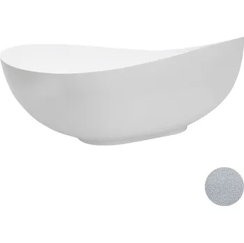 Besco Volně stojící vana z litého mramoru Siya Glam 160x92 (172x100) Barva: Bílá/stříbrná, Rozměry (cm): 172x100