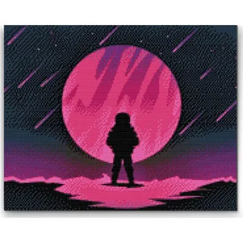 Diamantové malování Diamantové malování - Astronaut na měsíci Velikost: 30x40cm, Rámování: Pouze srolované plátno, Diamanty: Kulaté
