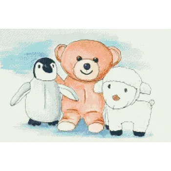 Diamantové malování Diamantové malování - Tučňák, medvídek a ovečka Velikost: 40x60cm, Rámování: Pouze srolované plátno, Diamanty: Čtvercové