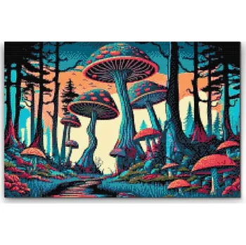 Diamantové malování Diamantové malování - Muchomůrky Velikost: 40x60cm, Rámování: Pouze srolované plátno, Diamanty: Kulaté