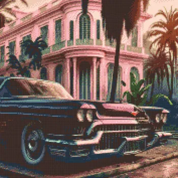 Diamantové malování Diamantové malování - Cadillac Velikost: 50x50cm, Rámování: Pouze srolované plátno, Diamanty: Čtvercové