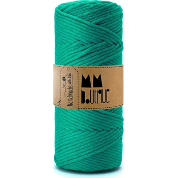 Příze MMboutique bavlněná šňůra na macramé Single twist 3mm 100m Emerald green
