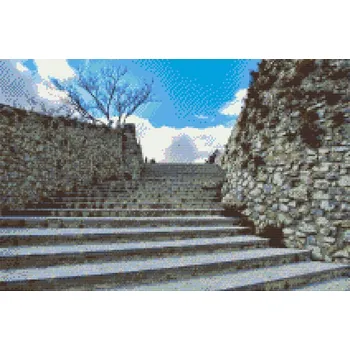 Diamantové malování Diamantové malování - Schody na hrad Morano, Kalábrie Velikost: 40x60cm, Rámování: Pouze srolované plátno, Diamanty: Kulaté