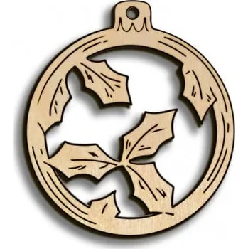 Vánoční ozdoba Dřevěná ozdoba Canli - Cesmína (1ks)