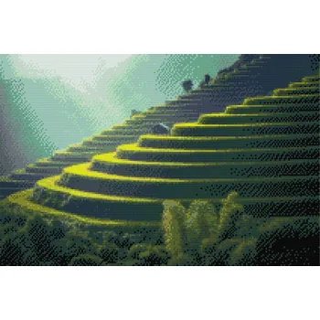 Diamantové malování Diamantové malování - Bali rýžová pole Velikost: 40x60cm, Rámování: Pouze srolované plátno, Diamanty: Kulaté