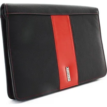 Kancelář Arwel Kožená stylová zipová spisovka A4 - česká výroba; černá a červený pruh