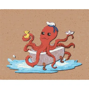 Diamantové malování Diamantové malování - Chobotnice ve vaně Velikost: 40x50cm, Rámování: Pouze srolované plátno, Diamanty: Čtvercové