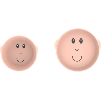 dětská jídelní sada Matchstick Monkey Monkey Plate & Bowl jídelní sada pro děti Dusty Pink 1 ks