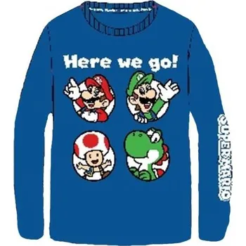 Chlapecké tričko TRIČKO SUPER MARIO dlouhý rukáv 051 modré Velikost: 140-146
