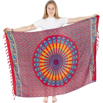 Šátek Batikovaný sarong / pareo / plážový šátek Anada Red, Sittar