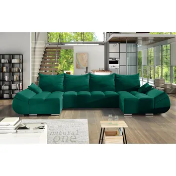 Sedací souprava Rozkládací rohová sedačka CORTINA DELUXE U zelená