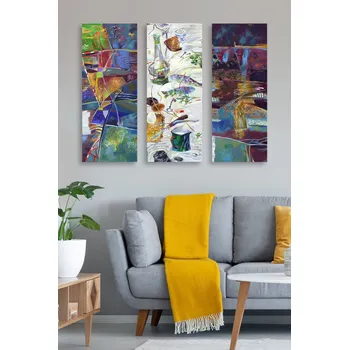 Obraz ASIR Obraz na MDF 3ks PLEJÁDA BAREV 20 x 50 cm