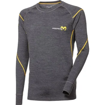 cyklistický dres Triko dlouhé pánské Progress NDR merino šedý melír XXL