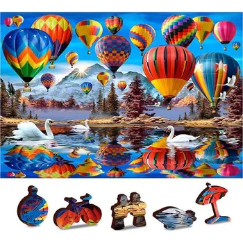 Dřevěná hračka WOODEN CITY Dřevěné puzzle Klidné cestování 2v1, 600 dílků EKO