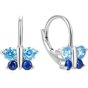 Náušnice Prstýnkárna Stříbrné holčičí náušnice Motýlci modří AG 925 ≤ 1,6 g