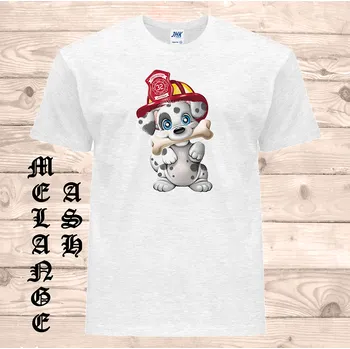 Chlapecké tričko detske-levne-bavlnene-tricko-potisk-pes-pozarnik Barva: Heather grey - vřesově šedá, velikost: 128