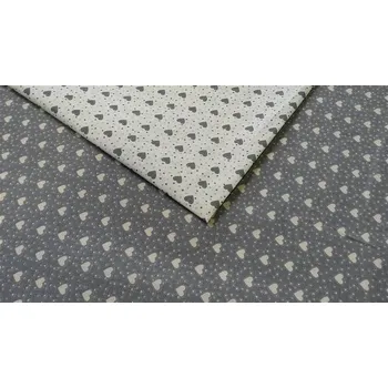 BYTEMA Bavlněná látka MINI SRDÍČKO 05 smetanová, šedé srdce šíře 160 cm