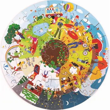 Puzzle Bigjigs Toys Kulaté podlahové puzzle Čtyří roční období 50 dílků