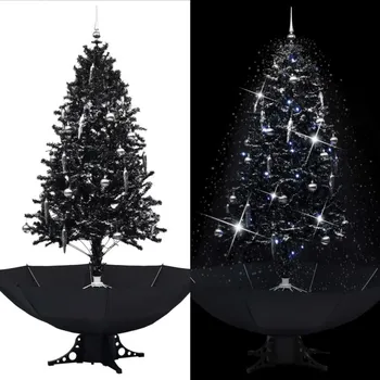 Vánoční stromek vidaXL 140901 sněžící vánoční stromek s deštníkovým stojanem černý