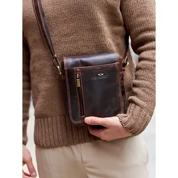 Pánská aktovka Hnědá kožená PTN-7032 pánská kabelka