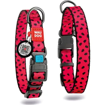 Obojek pro psa WAU DOG Nylonový obojek s QR kódem melounový Velikost: XL