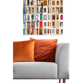 Obraz ASIR Obraz na MDF 3ks OKNA A DVEŘE 20 x 50 cm