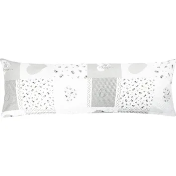 Povlak na dekorativní polštářek Bellatex POVLAK na relaxační polštář srdce patchwork šedý 55x180 cm se zipem