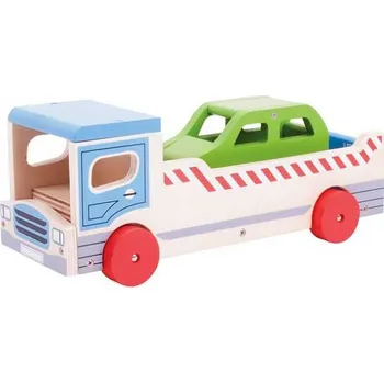 Dřevěná hračka Bigjigs Toys Dřevěné odtahové auto s osobním autem
