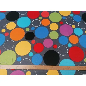 BYTEMA Dekorační látka BORO kruhy šíře 140 cm