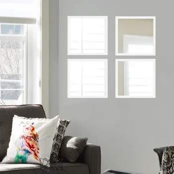 Zrcadlo ASIR Nástěnné zrcadlo ČTVERCOVÉ bílé 24 x 24 cm 4ks