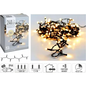 Vánoční dekorace Victoria Sport Světelný řetěz 18m 240 LED s časovačem Teplá bílá