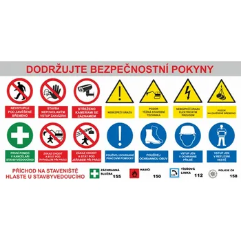 Bezpečnostní tabule - Monitorovaný areál stavby, 193x100 cm, banner