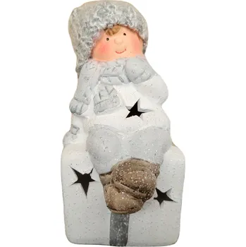 Vánoční dekorace Kluk na dárku LED svítící