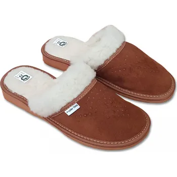 Pánská zdravotní obuv Dámské kožené pantofle s ovčí vlnou Velikost: 42