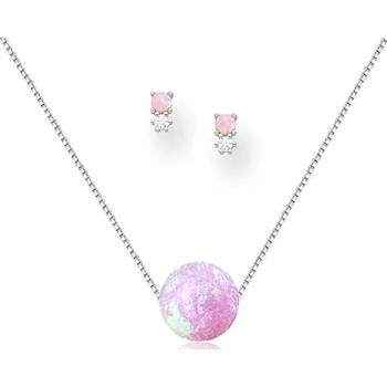 Přívěsek Prstýnkárna Stříbrná sada s opály Minimalistická