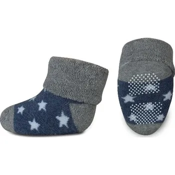 Ponožky dětské froté protiskluzové - HVĚZDIČKY granátovo-šedé - vel.6-12měs.