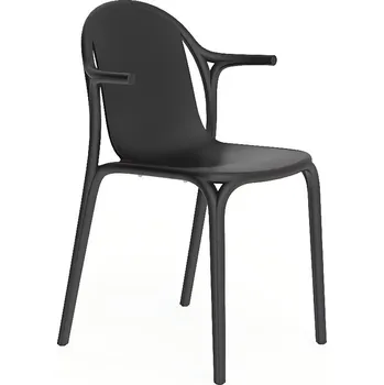 VONDOM Černá plastová jídelní židle BROOKLYN s područkami
