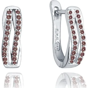 Náušnice Elegantní stříbrné náušnice s hnědými zirkony