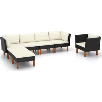 Petrashop 7dílná zahradní sedací souprava polyratan a eukalyptus černá Černý3082083