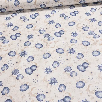 ubrus Bonita PVC ubrus s textilním podkladem 5H8/19 modré květiny 140 cm metráž