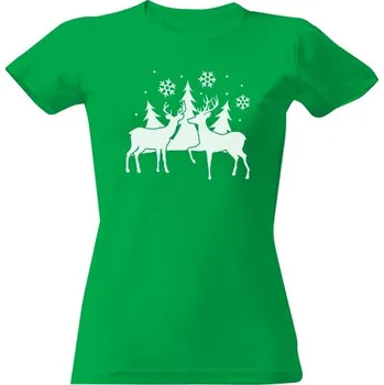 Dámské tričko Tričko s potiskem Christmas deers dámské