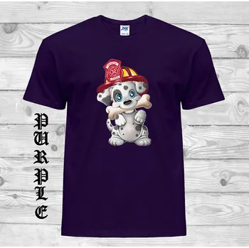 Chlapecké tričko detske-levne-bavlnene-tricko-potisk-pes-pozarnik Barva: Purple - purpurová, velikost: 164