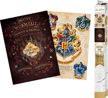 Plakát GB eye Chibi Harry Potter znak Bradavic a Pobertův plánek 52 × 38 cm