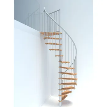 Točité schody Minka Berlin Smart White, nášlapy buk 35 mm, bílá barva konstrukce