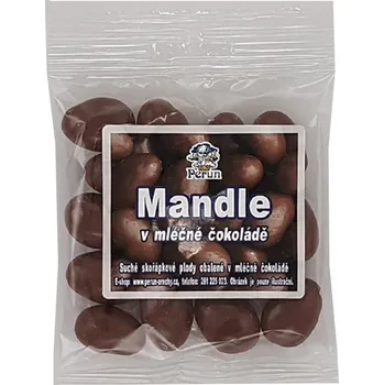 Sušená potravina PERUN-OŘECHY Mandle v mléčné čokoládě sáček: 80 g